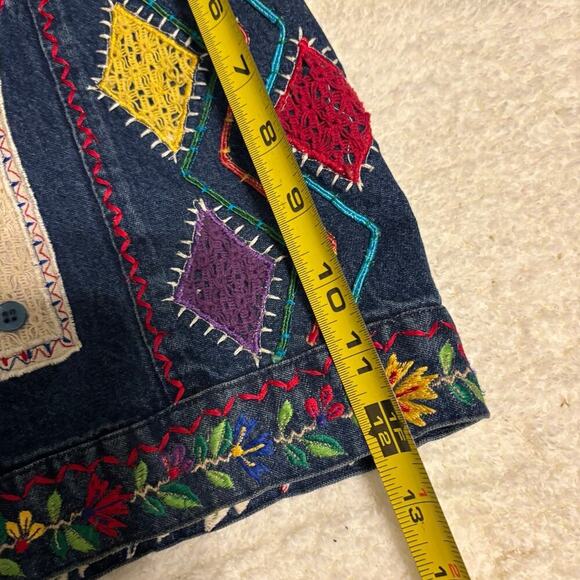 Vintage Hippie Denim Patchwork Vest Large - Picture 5 of 6